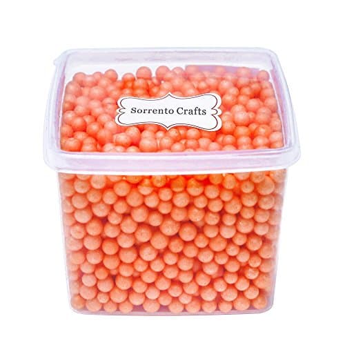 5-10mm(0.2-0.39 Inch)Mini Styrofoam Foam Balls Decorative Slime Ball DIY Wedding Party School Home Decoration 1bucket(Approx 1500Pcs) (Orange)