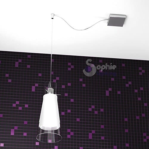 Modern Chandelier Suspension Lamp Height Adjustable Width 1 Light Satin Cone Glass Design Chrome Steel Table Peninsula enoc S1S Sophie Lighting [Energy Class A]