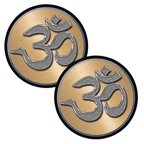 Om "Gold Royale" 2 Pack Circle Stickers - LS302 - LAMINATED - Yoga spiritual Mantra Aum Vinyl Decal Wall Car.laptop decore