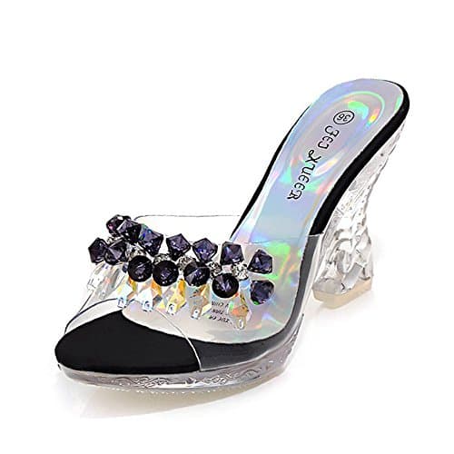 Clear Sandals Platform Pumps High Heels Crystal Sparkling Diamonds Summer Yellow Gold Women's Shoes