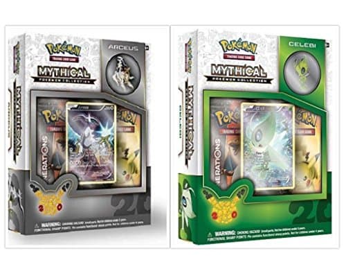 Pokemon TCG Arceus and Celebi Mythical Collection Box Bundle. 1 of Each Mythical Collection, including 2 Booster Packs from the Pokemon Generations 20th Anniversary Set and Rare Promo Card