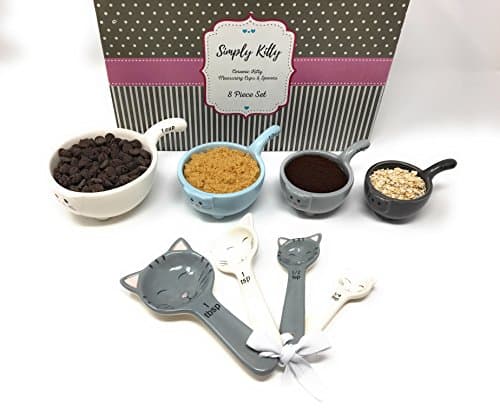 Cat Measuring Cups and Spoons Set by Simply Kitty. These Ceramic Cat Shaped Measuring Cups and Spoons are a Perfect Gift for Any Cat Lover!