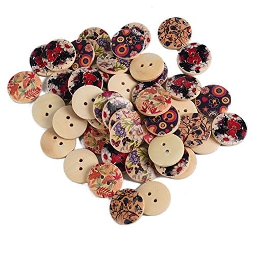 Dette 50pcs Mixed pattern Wood Buttons 2 Holes Sewing 20mm Craft Lots DIY Buttons