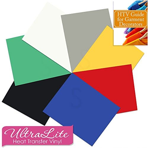 Ultralite Heat Transfer Vinyl by Siser Starter Pack - 7 Sheets -THINNER Than Siser EASYWEED! + HTV Garment Guide