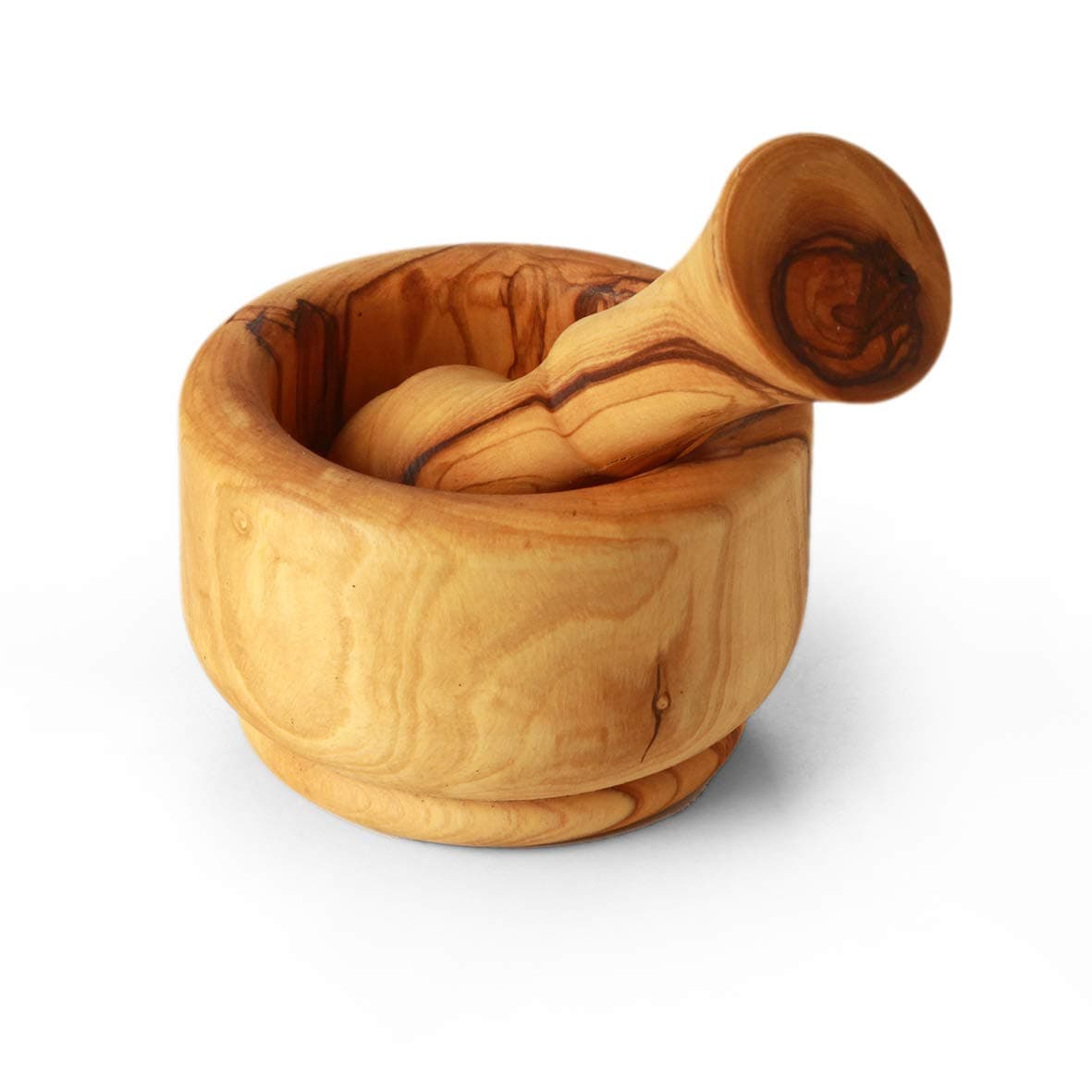 KASSIS Olive Wood Mortar and Pestle Set (Handmade)