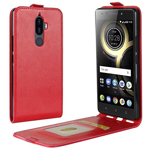 DISLAND Lenovo K8 Note Case [Up-Down Open][Slot] R64 Texture Vertical Flip Magnetic PU Leather Back Case for Lenovo K8 Note,Red