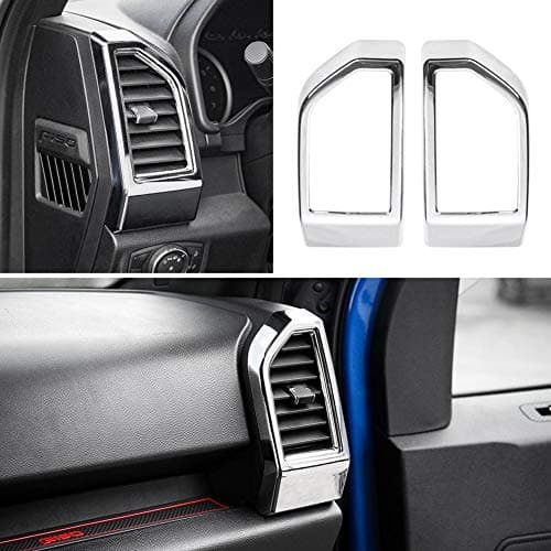 JERALD GATES 2 pcs Silver Chrome Dashboard Outlet Vent Trim Organizer For 2015 2016 2017 Ford F150