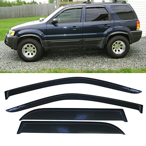 Alxiang 4pcs Dark Smoke Outside Mount Style Sun Rain Guard Vent Shade Window Visors Fit 01-07 Ford Escape