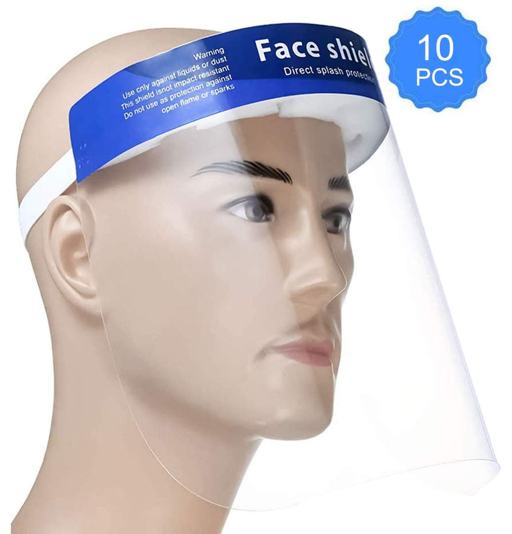 10 Pcs Disposable Safety Face Shield Fluid Resistant Full Face Clear Face Shield Transparent Single Use Visor Protection from Splash and Splatter