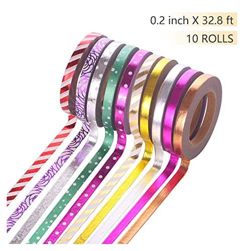 Hot Bear Crafts Tape Multicolor Creative DIY 10 Rolls 0.2 inch, 32.8 ft