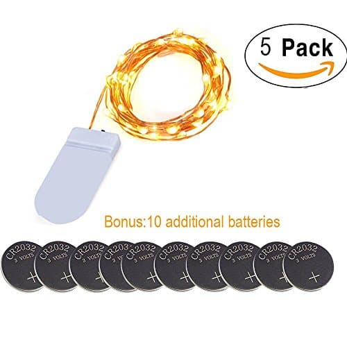 (5 Sets)Battery Powered Christmas Lights,7.78ft 20 LEDs Flexible Portable Copper Wire Lights Battery Operated, Christmas Home Decorative LED Lights,Extra Backup 10 pcs CR2032 Battery Available