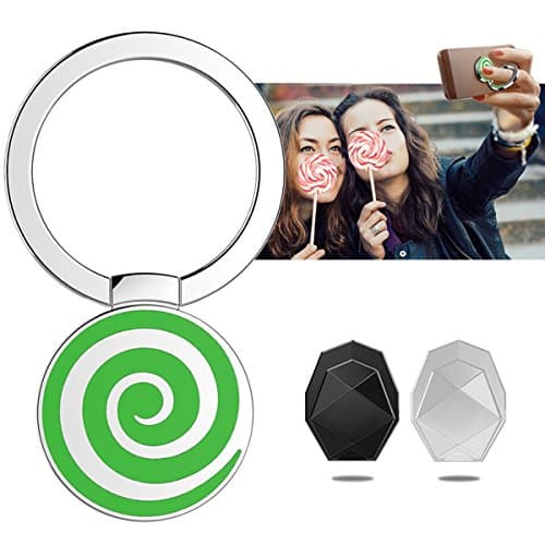 Phone Ring Holder & Stand - 2 Pieces Universal Finger Grip Stand Holder Ring - Car Mount Phone Ring Grip for iPhone / Samsung / Galaxy / iPad / Phone Case (Silver/Green Lollipop)