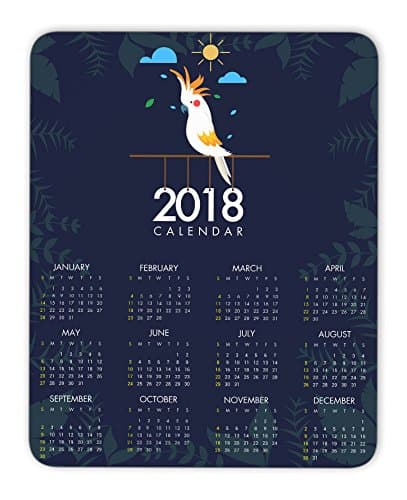 2018 calendar and bird mouse pad, Natural Rubber Mouse Pad, Quality Creative Wrist-protected Wristbands Personalized Desk, Mouse Pad (9.5 inch x 7.9 inch)