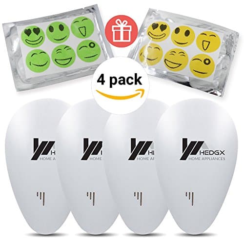 Ultrasonic Pest Repeller – 4 Packs + Anti-Mosquito Patch - Eco Friendly Non Toxic Insect Repellent Control. Repels bed bugs, ants, mosquitoes, fleas, scorpions, spiders, rats, mice, rodents by HedgX