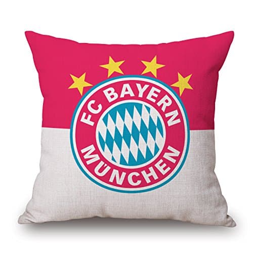 USpiece Soccer Theme Theme Throw Pillow Cushion Covers, Square Decorative Throw Pillowcases Bedding Sofa Couch, 18x18 inches (45x45 cm) Cotton Linen Bayern Munich Team Pillow Case