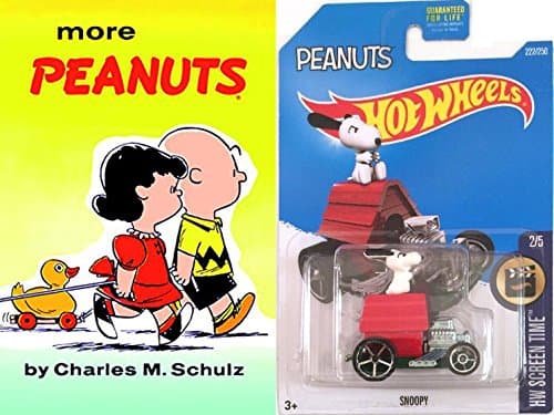Hot Wheels Peanuts Snoopy Car with "More Peanuts" Classic Daily Strips with Charlie Brown and Gang Book Bundle