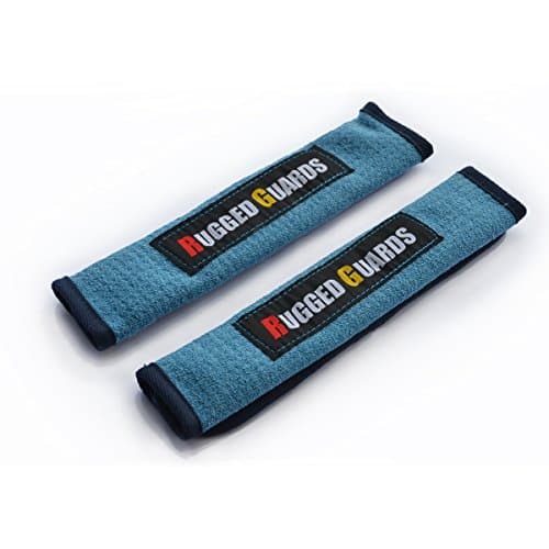 RUGGED GUARDS™ Sport Seat Belt Pads: Super Absorbent Microfiber - Designed for Workout Enthusiasts Universal-Fit Machine Washable with Carry Bag (2 x Seat Belt Pads, Blue)