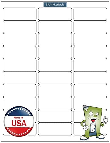 Blank Labels Address Mailing Shipping Labels, 2-5/8" x 1" (2.625 x 1) Permanent White Matte Label, Inkjet and Laser Printer Guaranteed Made in USA, 30 Labels Per Sheet,- 250 Sheets - 7500 Labels