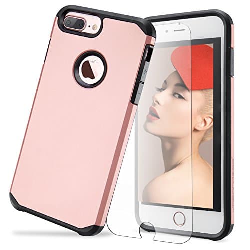 Toobe iPhone 7 Plus Case Ultra Armor Shock Absorbing Heavy Duty Dual Layer Case Protection With Free Scree Protector For iPhone 7 Plus/ iPhone 6S Plus, Cool Pink