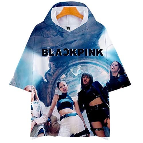 T-Shirts 3D Print Blackpink Graphics Short Sleeve Tees Pullover Hooded with Big Pockets for Mens Womens