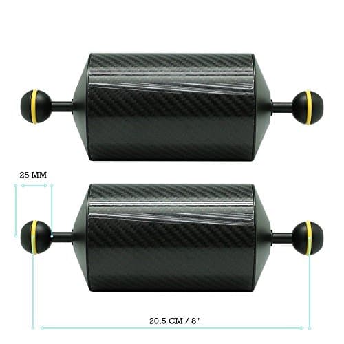 KitDive 2 x 8" / 20.5 cm D80mm Carbon Fiber Underwater Float Arm for Video Light/Strobe mounting (2 PCS)