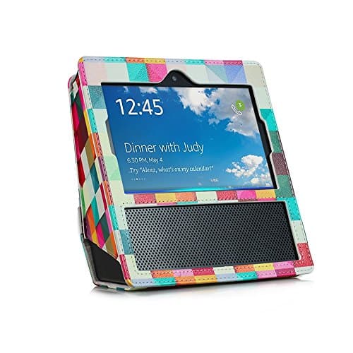 Amazon Echo Show Case (2017) huapin Premium PU Leather Carrying Case with portable handle Sleeve Skins Anti-Skid Protective Cover for Amazon Echo show (color)