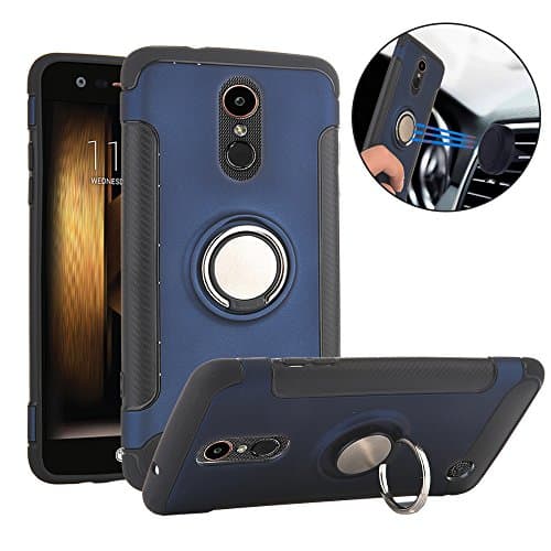 TechVibe LG K20 Plus Case, Slim Drop Protection Cover, Ring Grip Holder Stand, Back Magnetic Circle With Air Vent Magnetic Car Vent Mount For LG K20 V / LG K10 2017 / LG Harmony / LG Grace - Blue