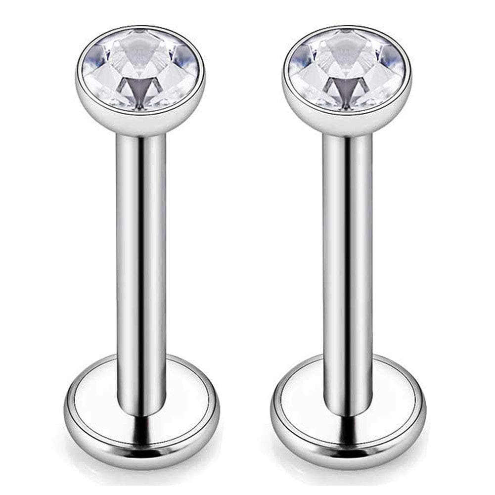 16g G23 Titanium Labret Monroe Lip Rings 3mm CZ Internally Threaded Helix Cartilage Tragus Earring Studs Piercing 6mm 8mm 10mm