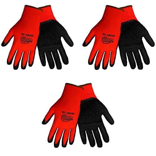 Tsunami Grip 500MF Nitrile Coated Work Gloves Sizes Small-XL, Red/Black, (3 Pair Pack) (Medium)