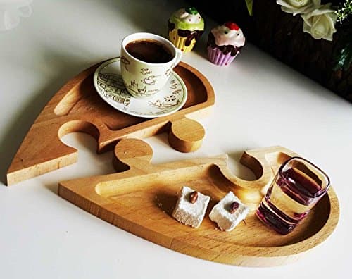 Heart Stlye Wooden Serving Tray For Couples, Serving Platter, Serving Tray, Ottoman Tray, Coffee Table Tray, Wood Serving Tray, Serving Tray With Handles, Metal Serving Tray, Breakfast Tray