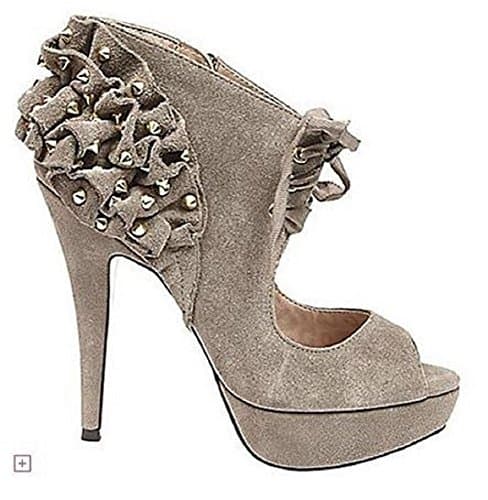 Betsey Johnson LACIY Platform Peeptoe Studded Pumps Suede