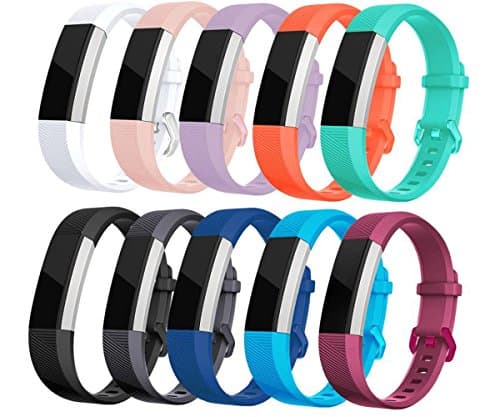 Replacement Bands Compatibe Fitbit Alta HR and Alta Band With Metal Clasp, KOMEI Soft Silicone Adjustable Fashion Sport Strap Band for Fitbit Alta 2 Replacement Fitness Accessory Wristband small 10pcs