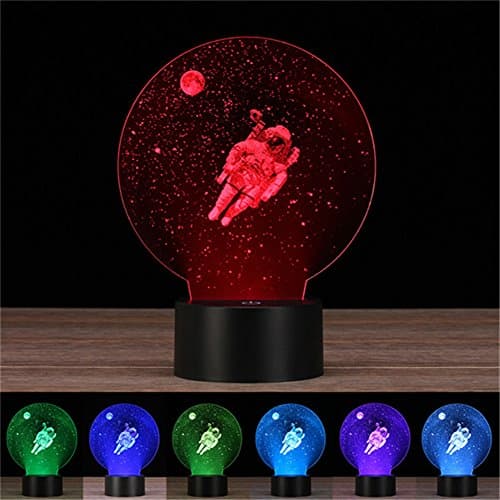 New Style 3D Laser Engraving Night Light Thouch Table Desk Lamp &amp;USB，Crenye 7 Colors Change for Holiday Gifts (Space astronauts)