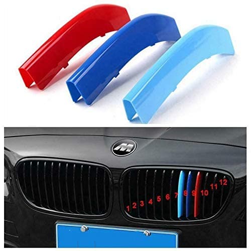 Clip -In Grill Inserts Grille Cover Stripes compatible with Series 5 2011-2013 F10 F18 12 Grilles Beams Bars M Power Sport Tech Performance Styling Tuning
