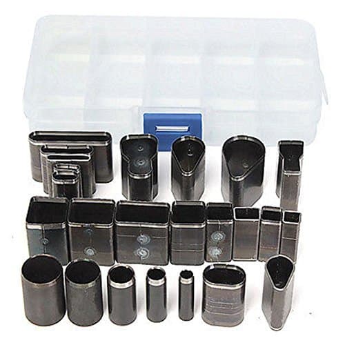 AUAUDATE 24pcs Shape Hole Hollow Cutter Punch Set Handmade Leather Craft DIY Tools + Box by AUAUDATE