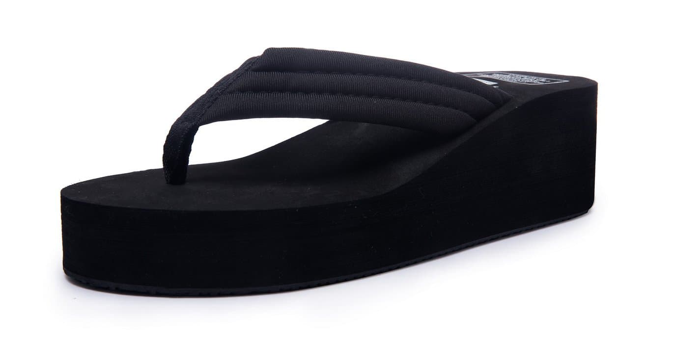 Kool Classic Women's Summer Platform Flip Flops Thong Wedge Beach Sandals Shoes Black 40 M EU=9.5 B(M) US