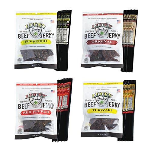 Lucky Beef Jerky 16 Piece Mixed Slab/Stick Combo Pack, 27 ounces