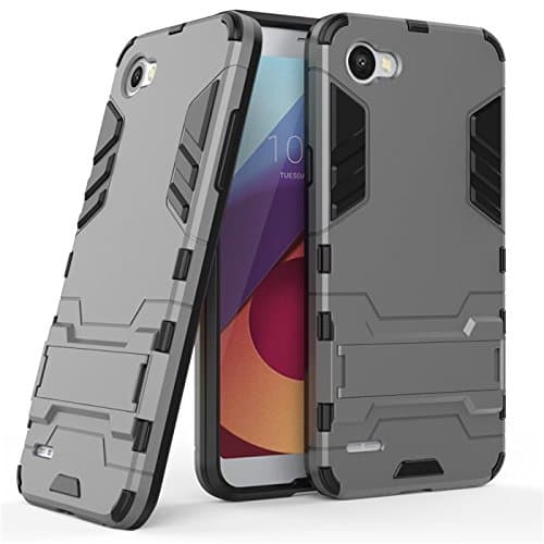 Aipyy LG Q6 Case,Q6 Plus Case,[Hard PC+ TPU Soft Silicone] Shell kickstand Case Hybrid Rugged Case Cover For LG Q6/Q6 Plus/G6 Mini/K5/X220 5.5"-Gray