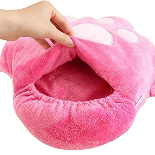 USB Heating Slipper Shoes, Winter Cute Soft Plush Heated Cat Paw Slippers Feet Warmers For Women Men (Pink)