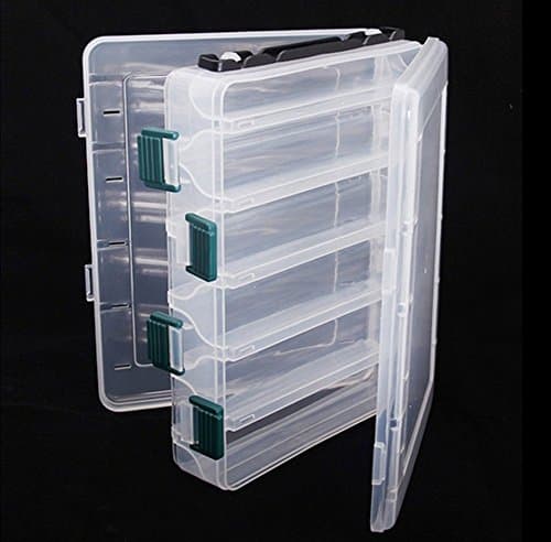 Double Sided High Strength Transparent Visible Plastic Fly Fishing Lure Tackle Box with Drain Hole