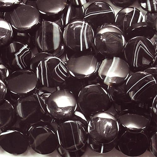 SARDONYX BLACK STRIPED AGATE 20MM COIN BEADS