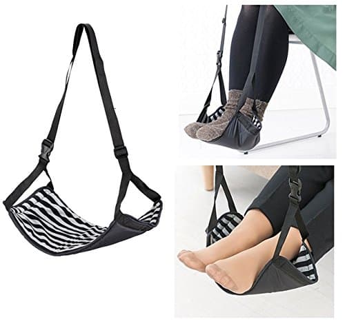 Leadrise Adjustable Mini Feet Hammock for Airplane&amp;Train&amp;Buses&amp;Office&amp;Home!(Black/White)