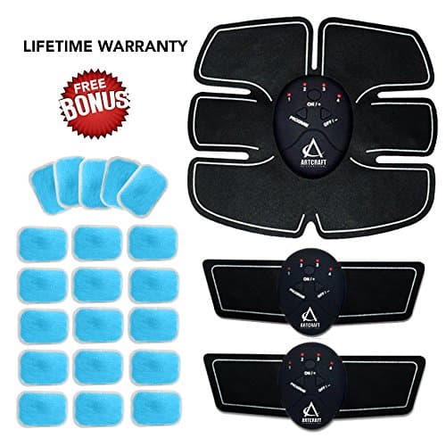 New Abs Stimulator, Abs Muscle Toning Belt, 20 Free Replacement Gel Pads, Ems Workout Home, Office, Gym Fitness Equipment For Abs, Biceps, Triceps, Legs Training Men/Women. … (6 pad design)