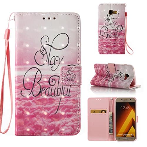 FlREFlSH Galaxy A5 2017 case, Impact Resistant Shell Lightweight Flip Leather Card Holder Wallet Cover Shockproof Magnetic Case Anti-Scratches 3D Painted Card Slots Case for Samsung Galaxy A5(2017)