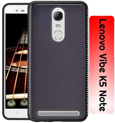 ECellStreet® Grip Series Flexible TPU Soft Protective Back Case Cover for Lenovo Vibe K5 Note - Black