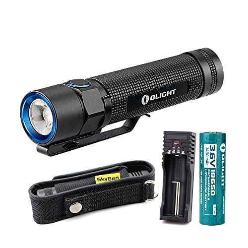 Olight S2 Baton Cree XM-L2 LED 950 Lumens Variable-Output Side-Switch LED Flashlight With 18650 Battery and Battery Charger and SKYBEN Holster
