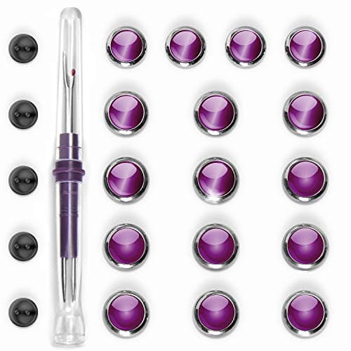 AUXILRY - Advanced Shirt Buttons, Interchangeable Styles NO Sewing Needed! Alternative Cufflinks for Men, Buttons for Sewing, Button Covers Continental Plated Brass, 16 Sets (Iris/Black Fasteners)