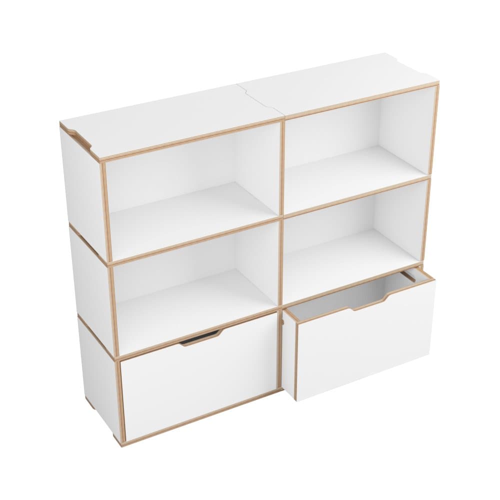 Benji Bookcase unit with two White Pull-Out Boxes