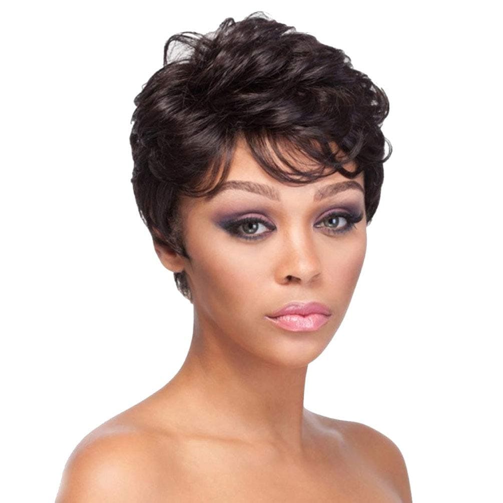 Short Layered Wig For Afro Women, Curly Wavy Hair Pixie Cut Fluffy Short Bob Wig 12cm Heat Resistant Synthetic Fiber Full Wig For Daily Party Cosplay Carnival Halloween Makeup Costumewoerd