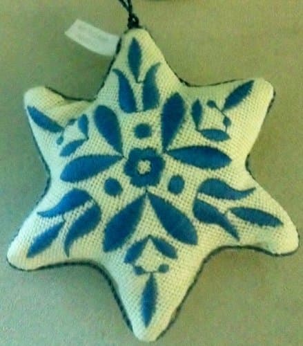 Snow Flake Blue Stuffed Christmas Tree Ornament 2.5"